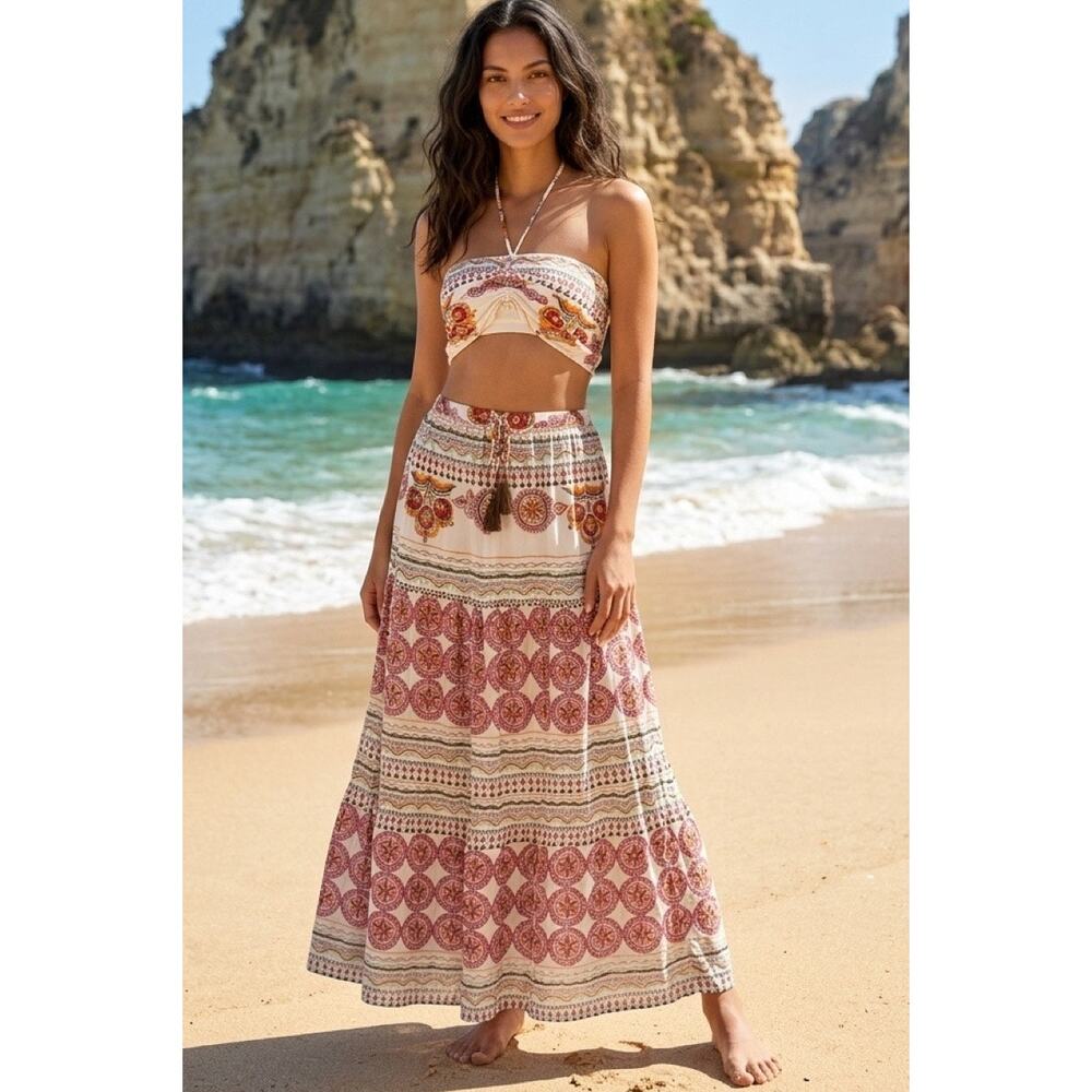 Dress Forum 2 Piece Maxi Skirt Set NWT Boho Resort Wear Large